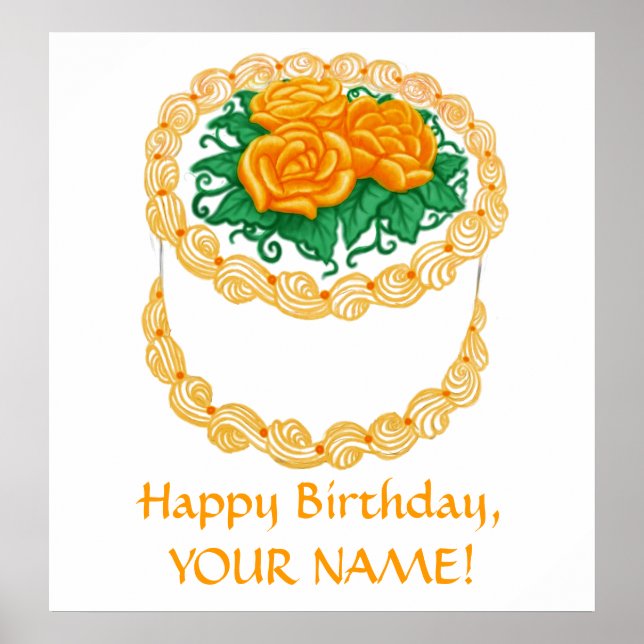 Customisable Happy Birthday Cake Print (Front)