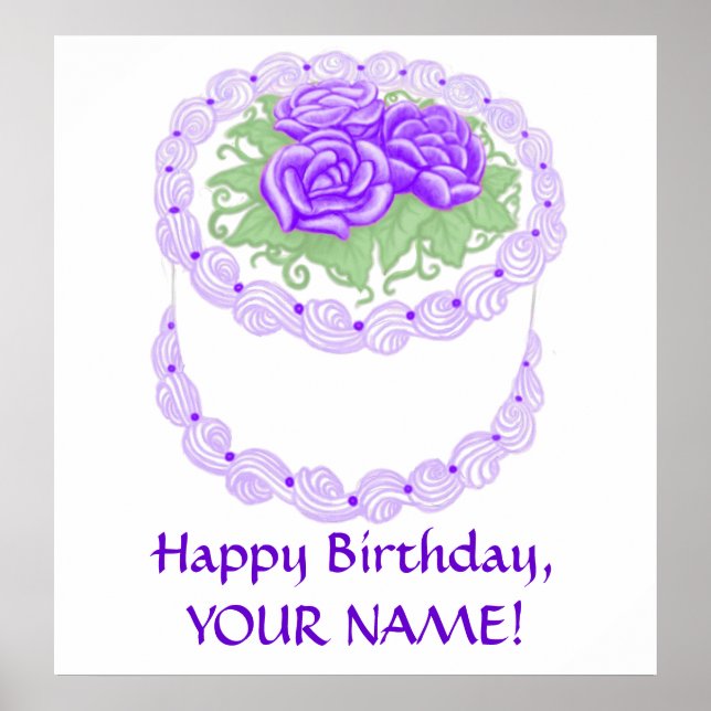Customisable Happy Birthday Cake Print (Front)