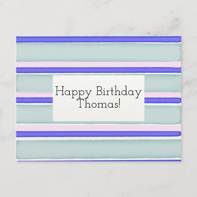 Customisable Happy Birthday Card stripes (Front)