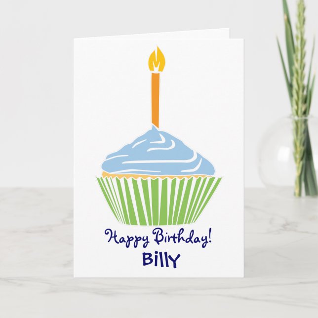 Customisable Happy Birthday Cupcake Card (Front)