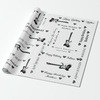 Customisable Happy Birthday Light Pattern Guitar Wrapping Paper