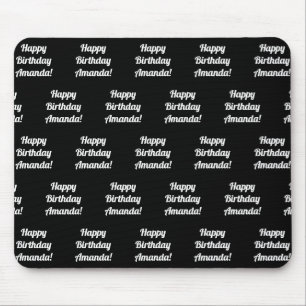Customisable Happy Birthday Text   Black & White Mouse Pad