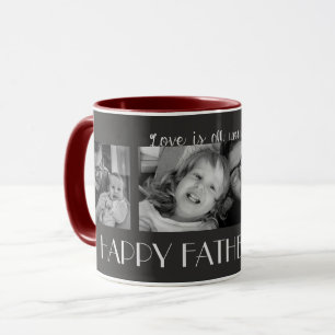 Customisable Happy Father's Day Grey Maroon Photo Mug