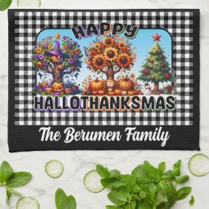 Customisable Happy Hallothanksmas Kitchen Towel