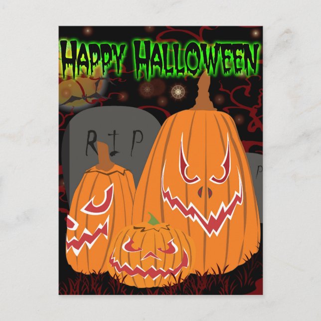Customisable Happy Halloween Pumpkin Postcard (Front)