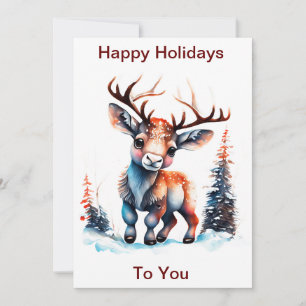 Customisable Happy Holidays Reindeer, Christmas  Holiday Card