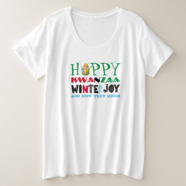 Customisable Happy KWANZAA Winter JOY Plus Size T-Shirt (Design Front)