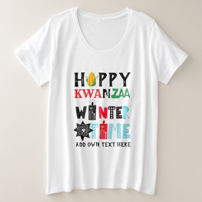 Customisable Happy KWANZAA Winter Time Candles Plus Size T-Shirt (Design Front)