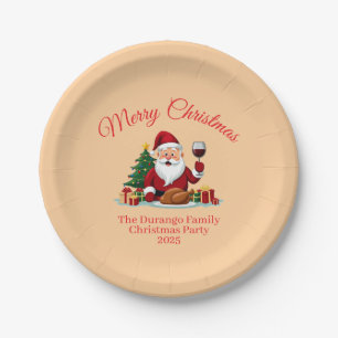 Customisable Happy Santa Claus Christmas Party Paper Plate