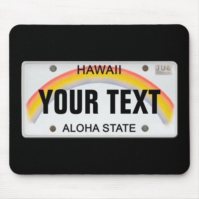 (Customisable) Hawaiian License Plate Mouse Pad (Front)