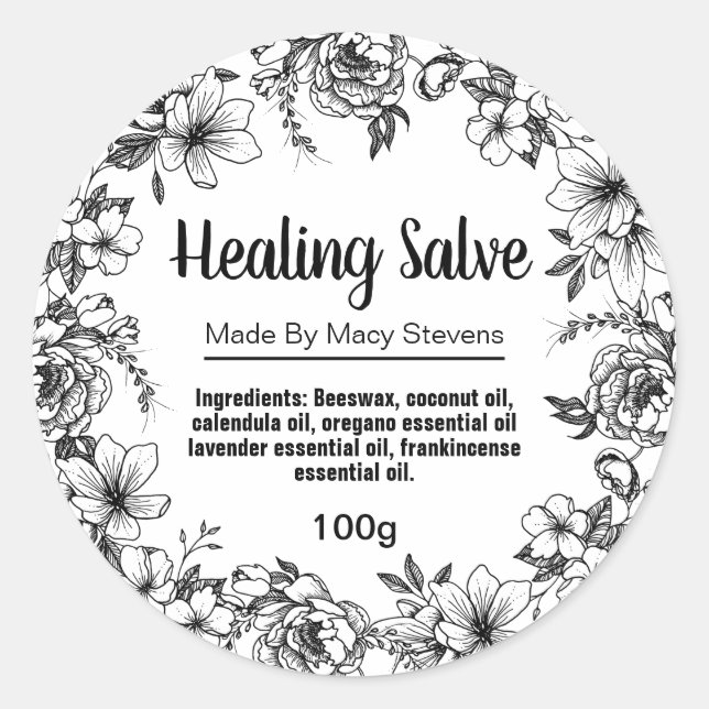 Customisable Healing Salve Balm Label (Front)