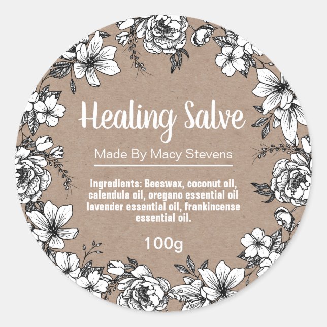 Customisable Healing Salve Balm Label (Front)