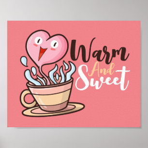 Customisable Heart Coffee Aroma Cartoon Poster