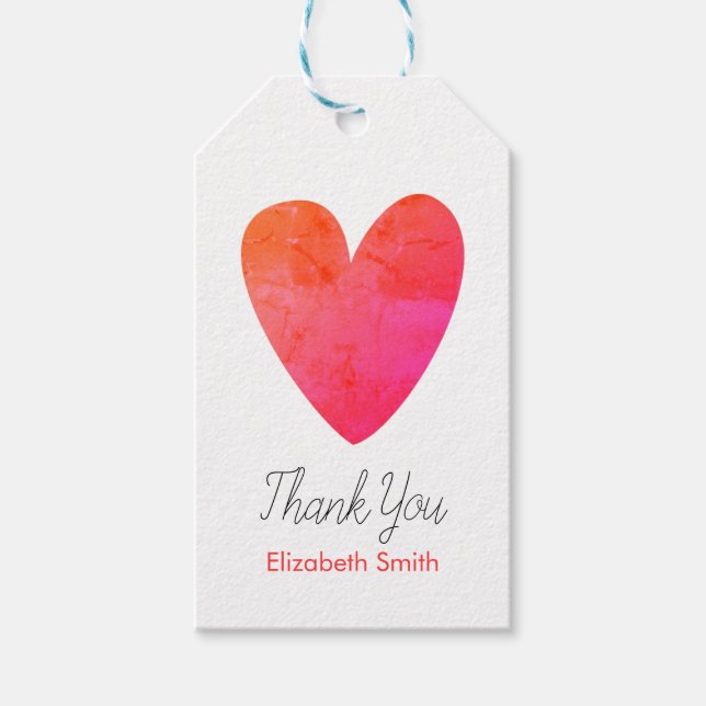 Customisable heart Thank You Gift Tags (Front)