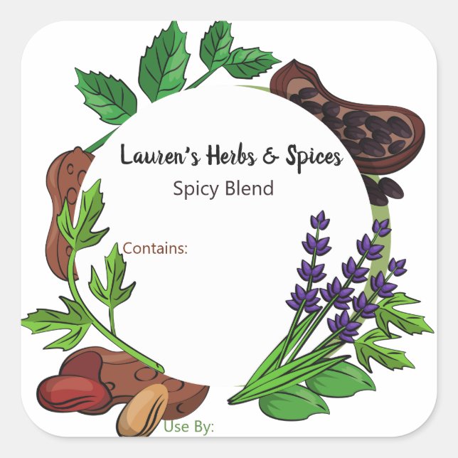 Customisable Herbs & Spices Food Labels (Front)