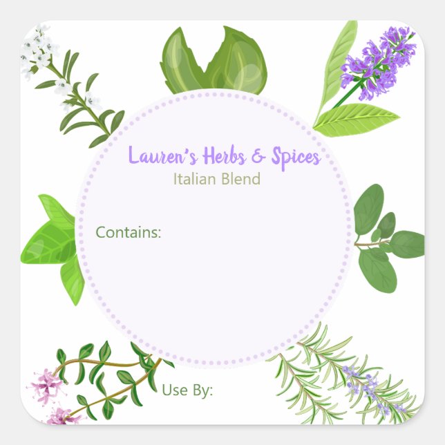 Customisable Herbs & Spices Food Labels (Front)