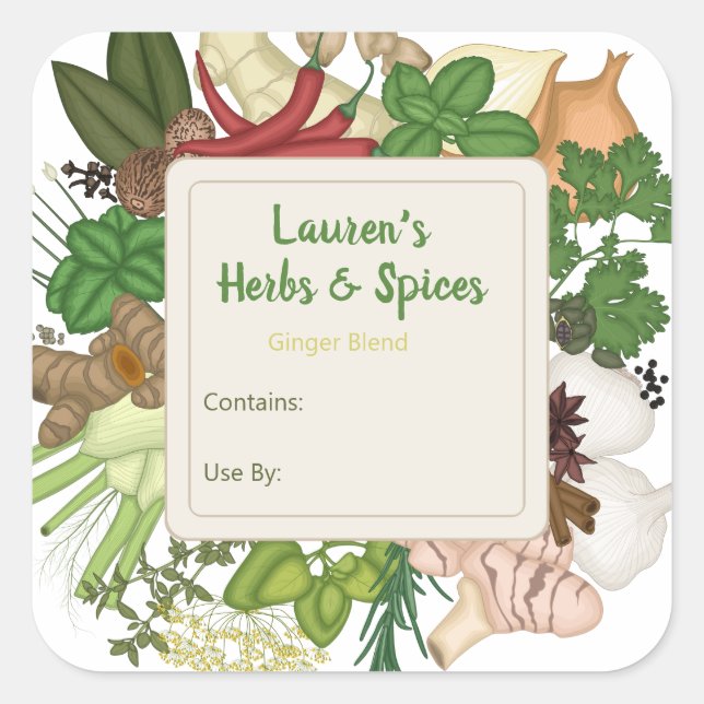 Customisable Herbs & Spices Food Labels (Front)