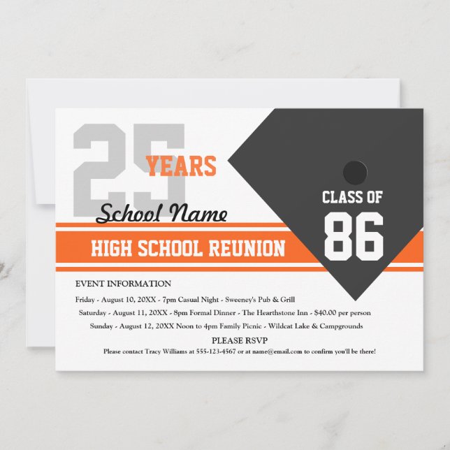 Customisable High School Class Reunion Invitation (Front)