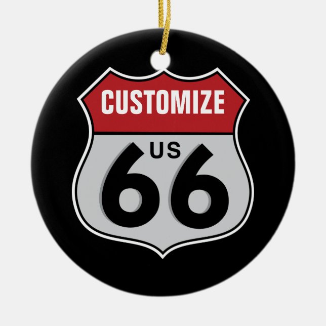 Customisable Highway 66 Ceramic Tree Decoration (Front)