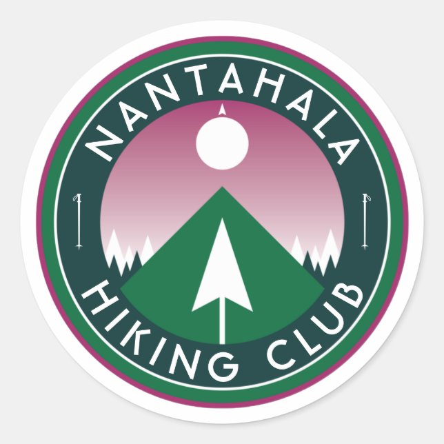 customisable hiking club mountain patch  classic r round sticker (Front)