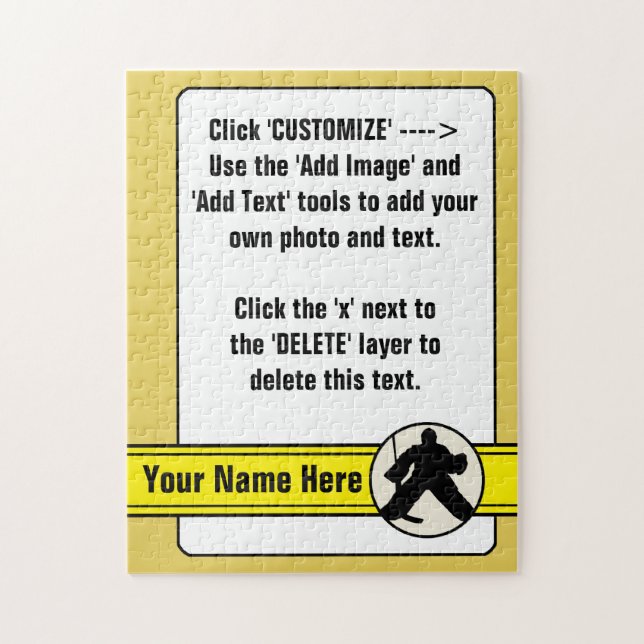 Customisable Hockey Goalie Card Jigsaw Puzzle (Vertical)