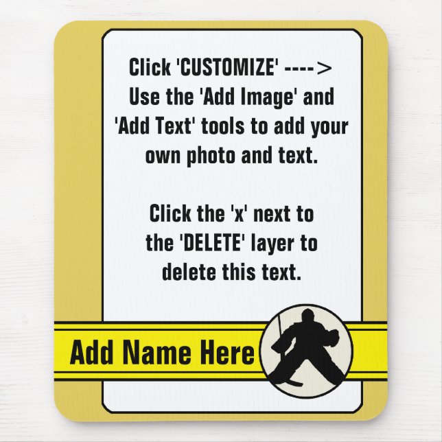 Customisable Hockey Goalie Card Mousemat (Front)
