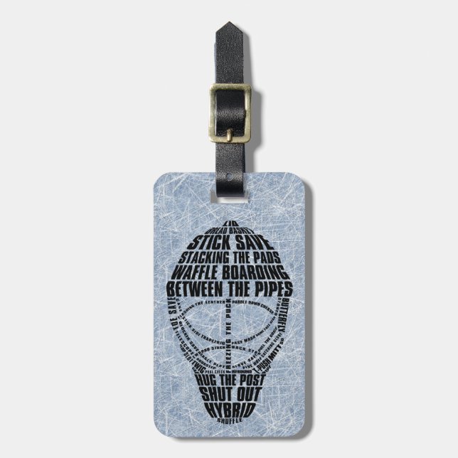 Customisable Hockey Goalie Mask Luggage Tag (Front Vertical)