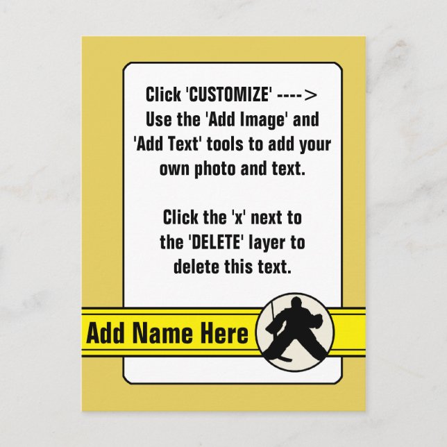 Customisable Hockey Goalie Trading Card (Front)