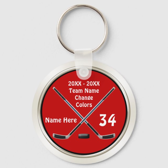 Customisable Hockey Keychains in Your Colours, Tex (Front)