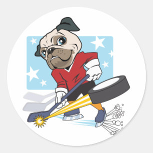 Customisable Hockey Pug Classic Round Sticker