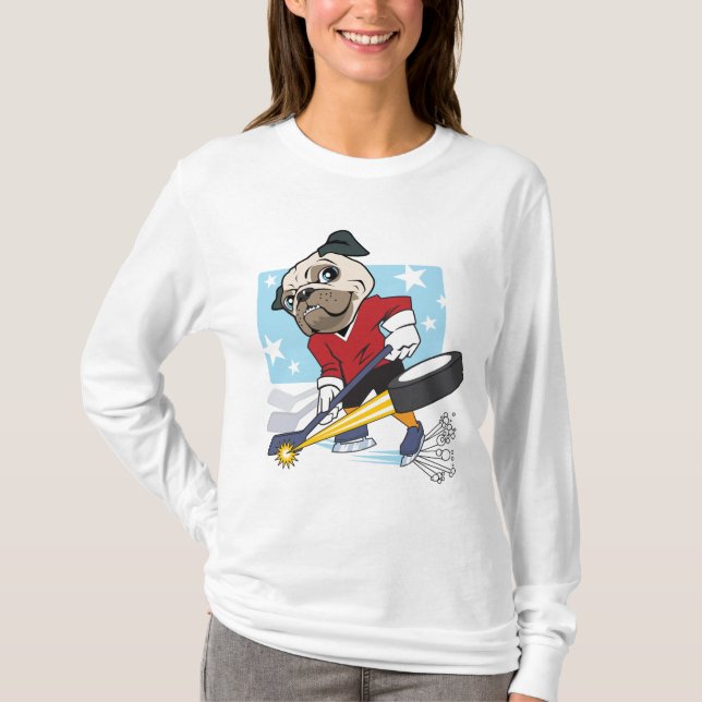 Customisable Hockey Pug T-Shirt (Front)