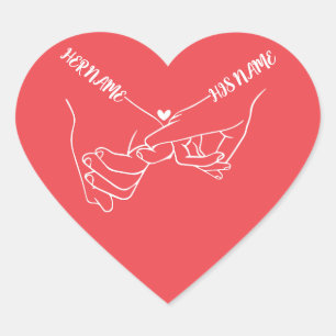 Customisable Holding Hands Couple Love Valentine Heart Sticker