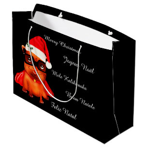 Customisable holiday santa bulldog large gift bag