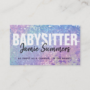 Customisable Holographic Babysitter Business Cards