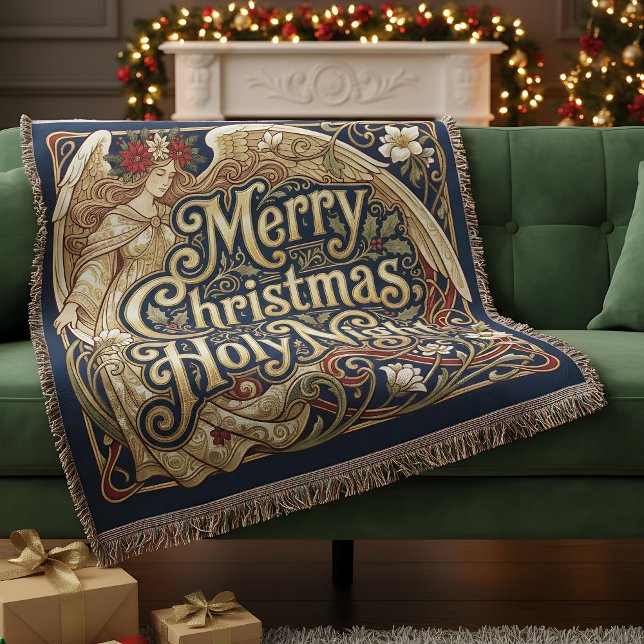 Customisable Holy Night Angel Blessing  Throw Blanket (Creator Uploaded)