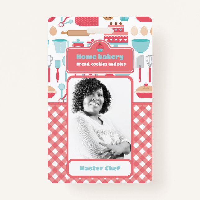 Customisable Home Bakery Professional Chef Photo  ID Badge (Front)