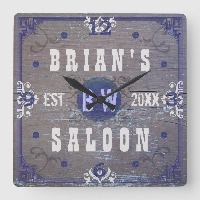 Customisable Home Bar Beer Saloon Square Wall Clock (Front)