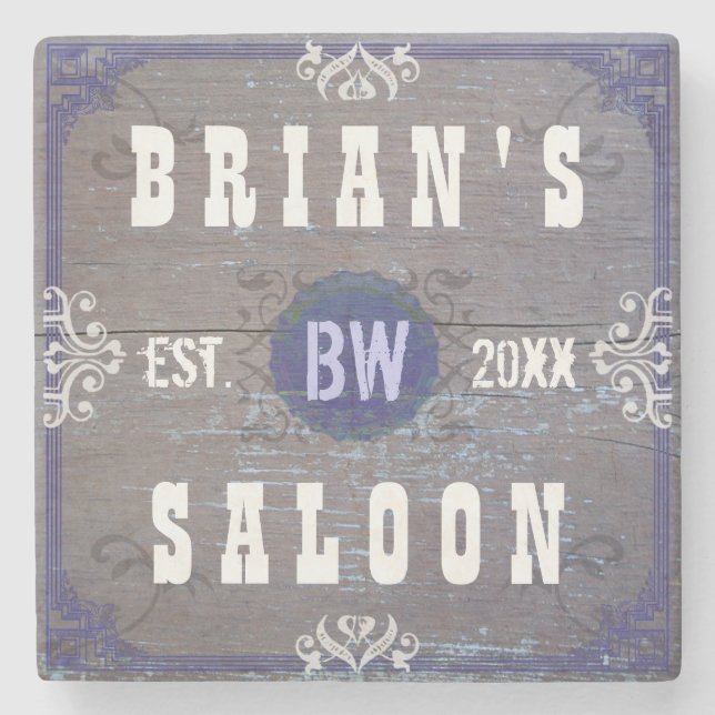 Customisable Home Bar Beer Saloon Stone Coaster (Front)