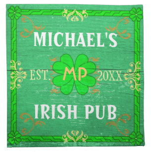 Customisable Home Bar Irish Pub Green Napkin