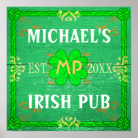 Customisable Home Bar Irish Pub Green