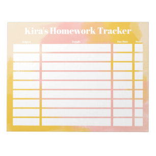 Customisable Homework Tracker Notepad