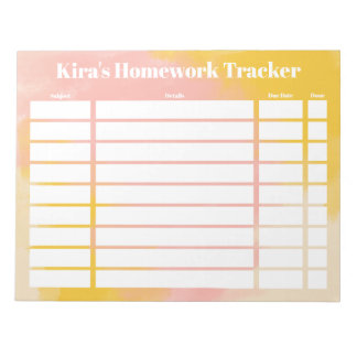 Customisable Homework Tracker Notepad