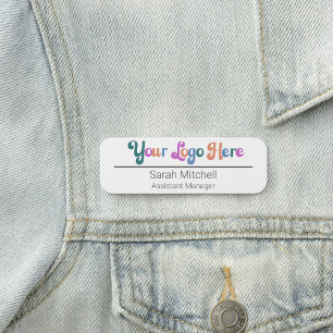 Customisable Horizontal Logo Title Employee Name Tag