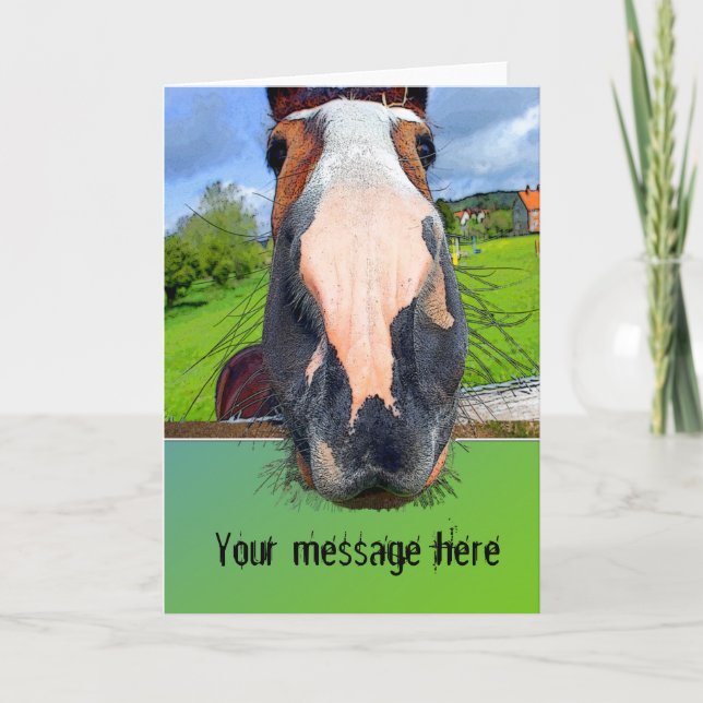 Customisable Horsey Greeting Card (Front)