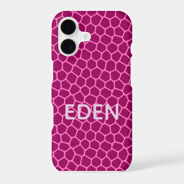 customisable hot pink giraffe print iphone case (Back)