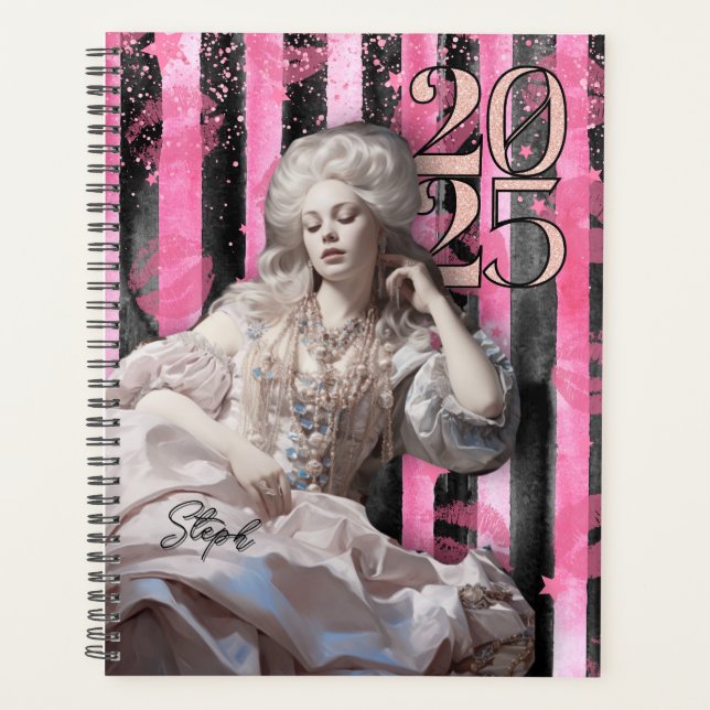 Customisable Hot Pink Marie Antoinette Inspired  Planner (Front)