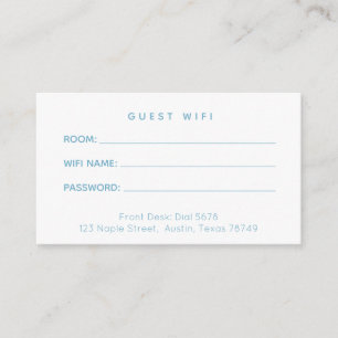 Customisable Hotel Guest Wifi Password Card