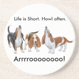 Customisable Howling Basset Hounds Coaster