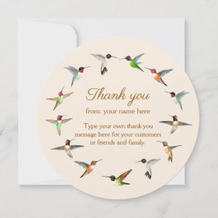 Customisable Hummingbird Thank You Card