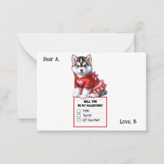 Customisable Husky Puppy Valentine  Card